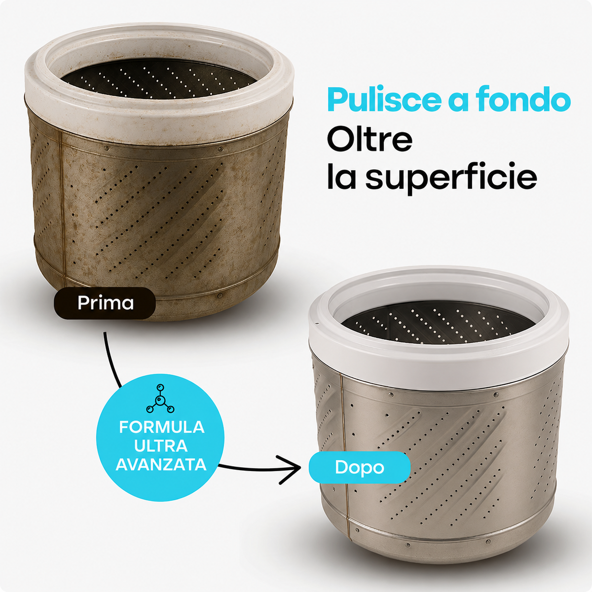 Pulisce oltre la superficie