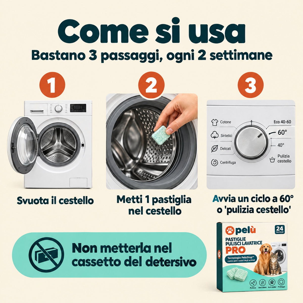 Pastiglie Pulisci Lavatrice – Igiene Profonda Anti-Odore e Anti-Peli